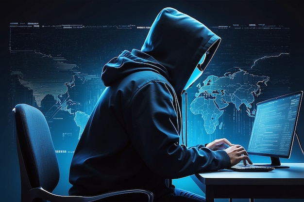hacker codifica di notte concetto di sicurezza informatica