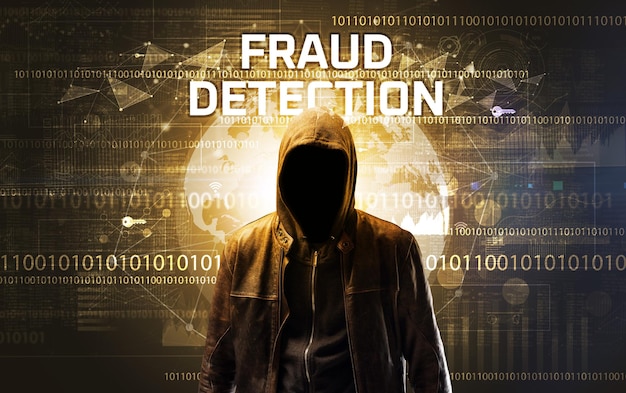 Hacker senza volto al lavoro concetto di sicurezza