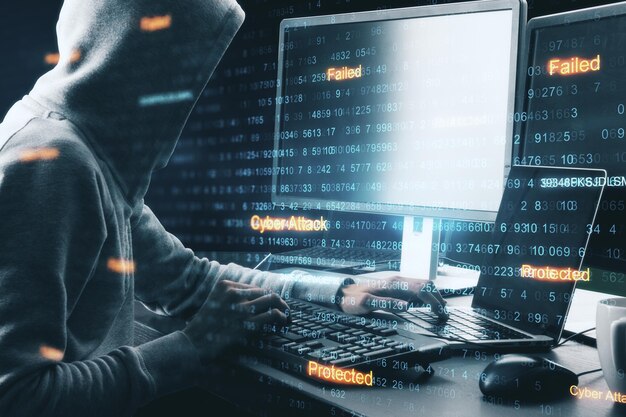 Hacker usando il computer