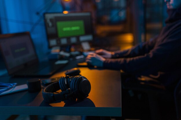 hacker using computer virus for cyber attack