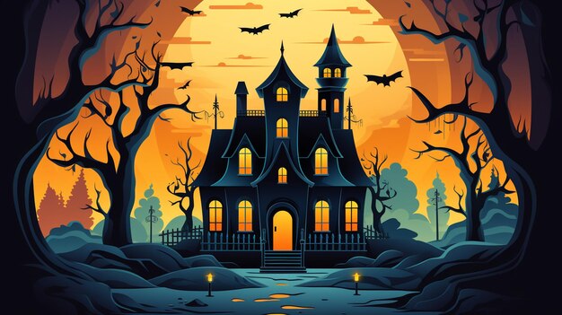 Halloween arte zucca fantastico mondo fantastico di cartoni animati ai illustrazione