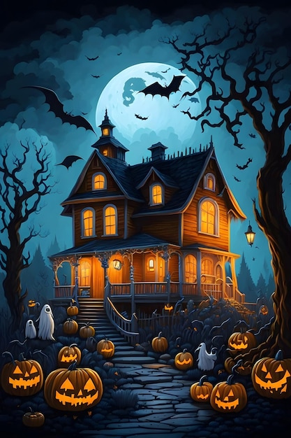 Halloween Background Haunted Mansion Halloween Background Haunted House Background AI Generative