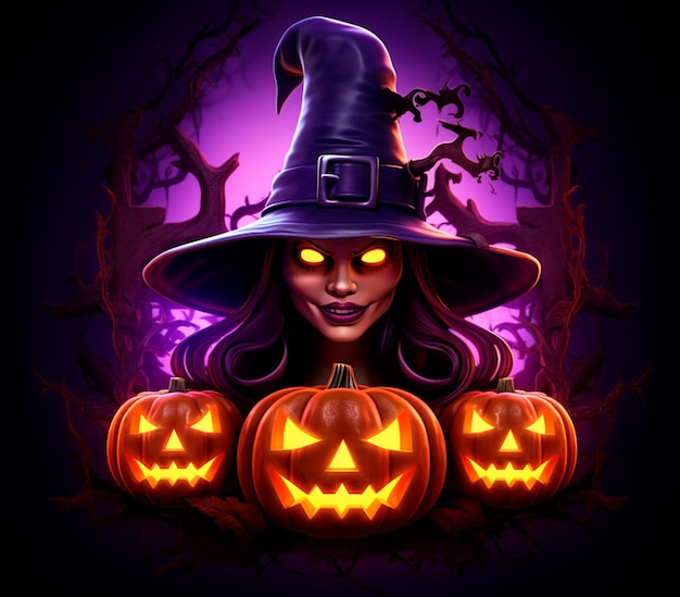 halloween con una copertura di zucca strega chiaro viola accattivante