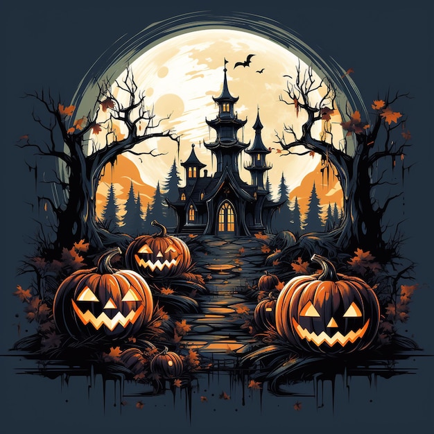 Halloween Day Spooky Magic Halloween Castle in mezzo a spettrali notti di ottobre in un mondo di fantasie gotiche