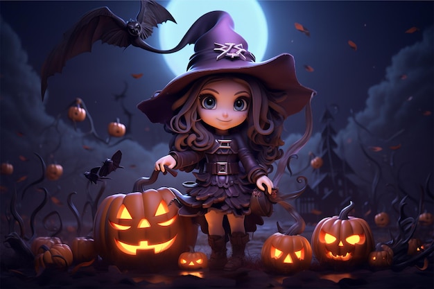 Halloween della strega carina 3D