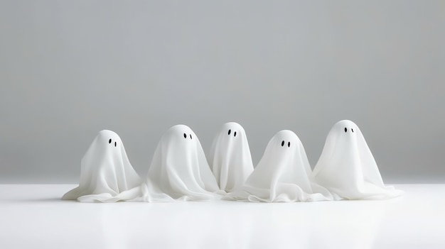 Halloween fantasma Decorazione con sfondo bianco e copia spazio ai generato