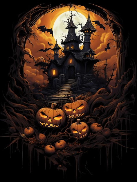 Halloween Horror Theme Concept Art Balene e Castelli