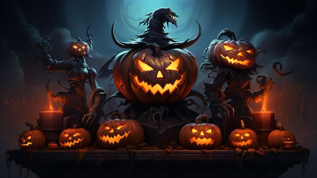 Halloween Horror Theme Concept Art Pumpkins per la festa