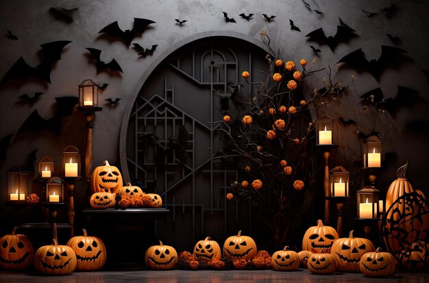 halloween immagine di sfondo realistica nello stile di sfondi minimalisti forme circolari luce