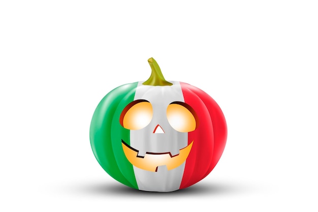 Halloween La zucca festiva è dipinta con i colori della bandiera italiana Zucca su sfondo bianco