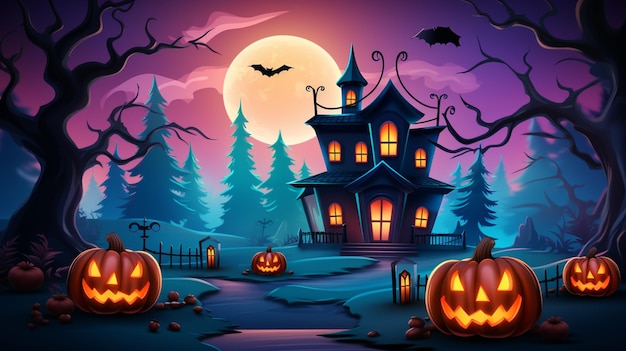Halloween scarry october halloween background ai generative dark fantasy cartone animato