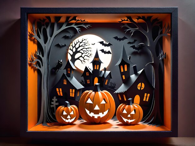 Halloween scatola ombra arte di carta con