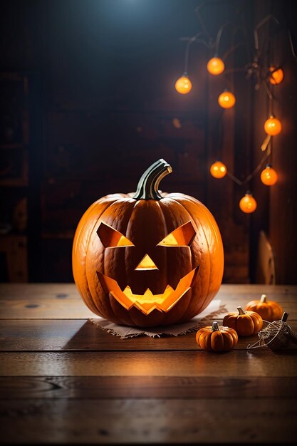 halloween tavolo di legno vuoto sfocato sfondo luminoso