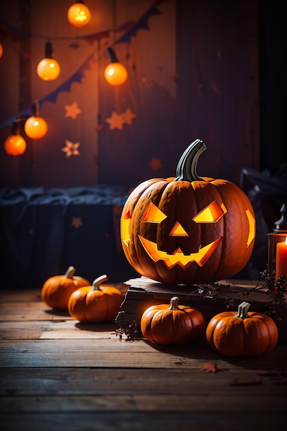 halloween tavolo di legno vuoto sfocato sfondo luminoso