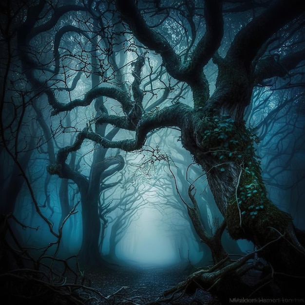 Halloween zucche nel cimitero una foresta inquietante di notte casa infestata da streghe Ai generato