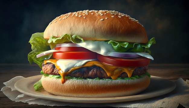 Hamburger americano classico AI Illustrazione generativa