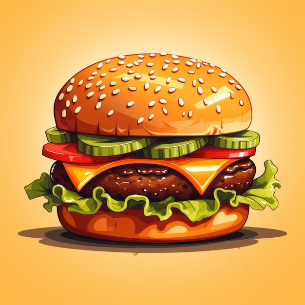 Hamburger Cheeseburger Illustrazione realistica