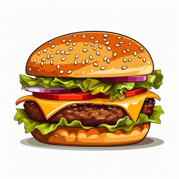 Hamburger Cheeseburger Illustrazione realistica