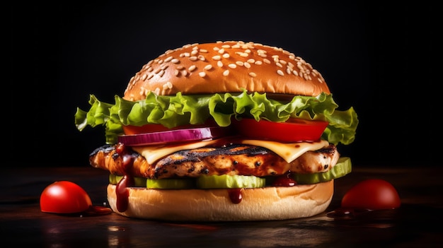 Hamburger con sandwich di pollo alla griglia
