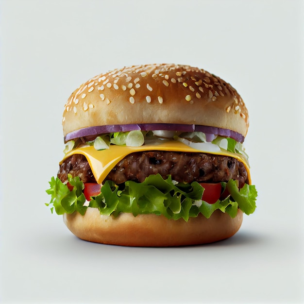 Hamburger Di Manzo Realistico Illustrato Su Sfondo Bianco