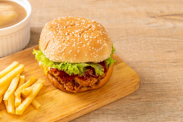 hamburger di pollo fritto