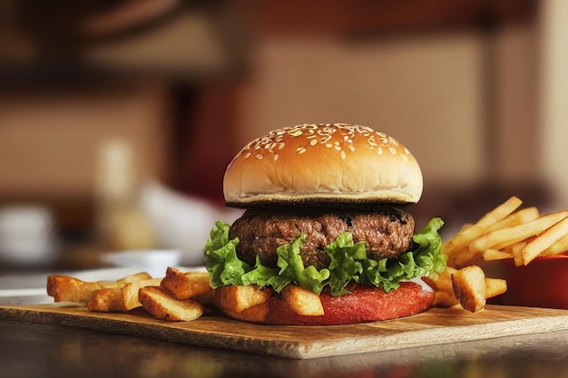 hamburger gustosi fatti in casa sulla tavola di legno. Messa a fuoco selettiva.