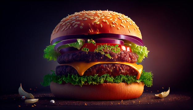 Hamburger illustrato in modo realistico AI generativa