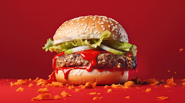 hamburger isolato su sfondo rosso