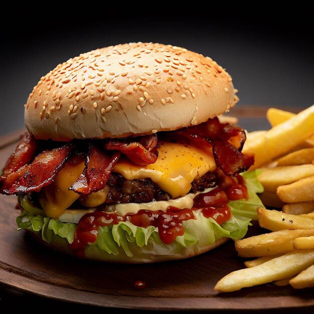 hamburger piccante di fast food con patatine fritte illustrazione di poster pubblicitari di fast food hamburger zinger