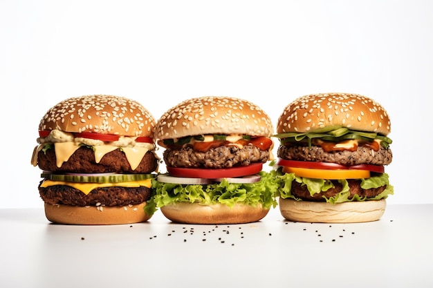 Hamburger realistici isolati su priorità bassa bianca