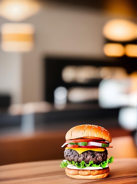 Hamburger realistico accogliente ristorante neutro dettagliato