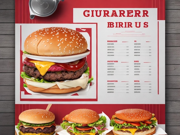 Hamburger retro modello di menu