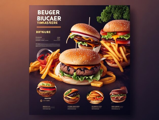 Hamburger retro modello di menu