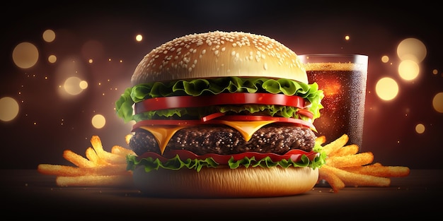 hamburger su sfondo bokeh