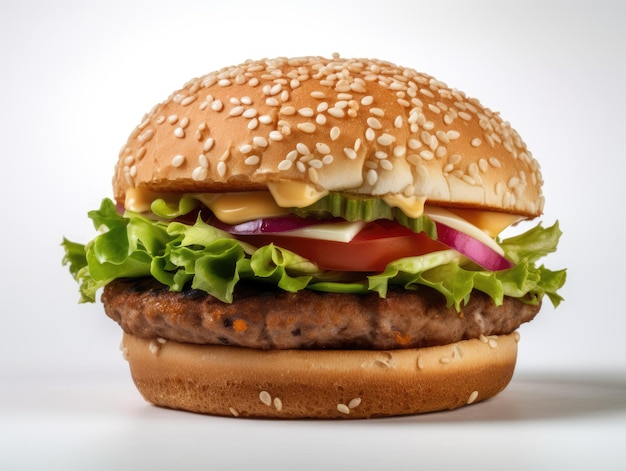 Hamburger su sfondo chiaro ai generativo
