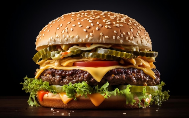 Hamburger su sfondo isolato IA generativa