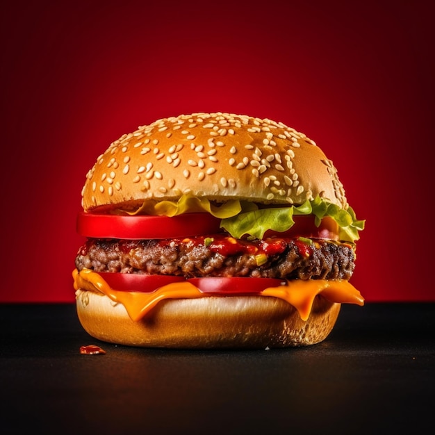 Hamburger su sfondo rosso