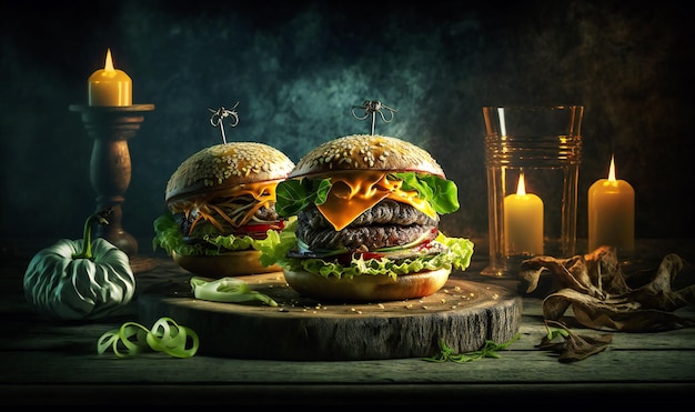 Hamburger su sfondo scuro