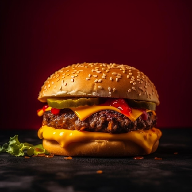 Hamburger su uno sfondo scuro