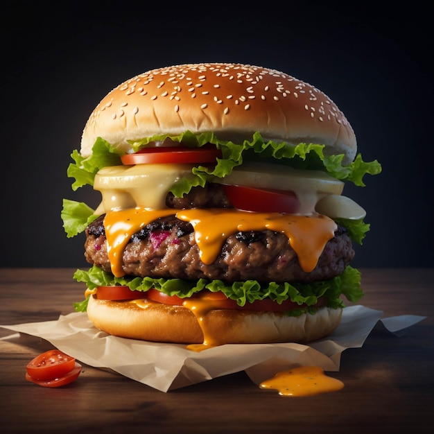 Hamburger sul menu bianco per caffetteria e ristorante fastfood Ai generato