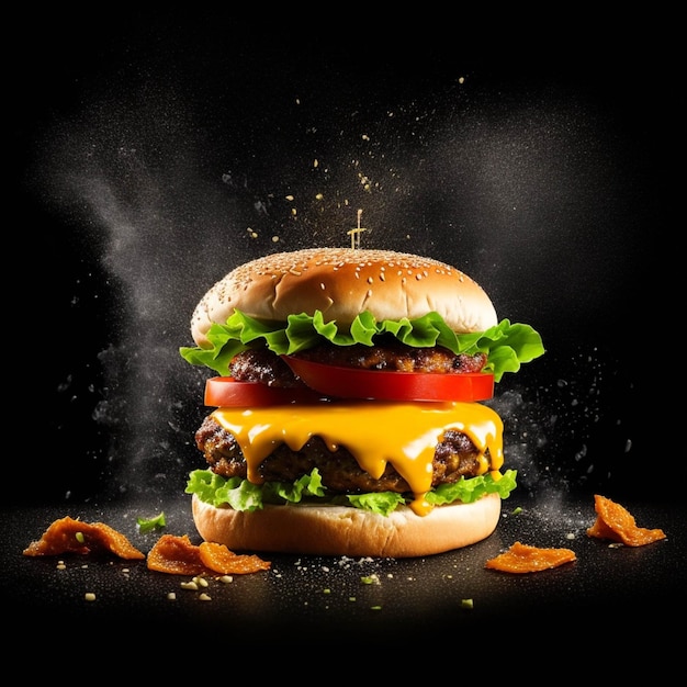 Hamburger sul menu bianco per caffetteria e ristorante fastfood Ai generato
