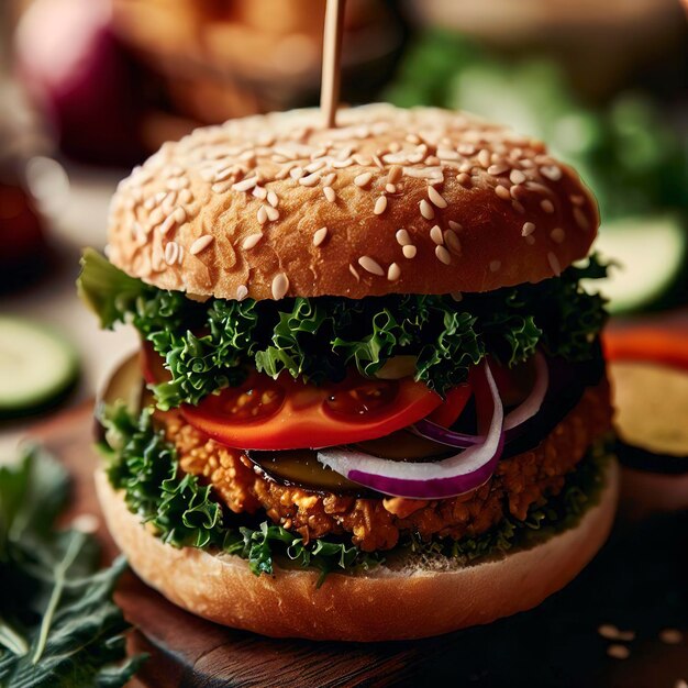 Hamburger vegano con verdure fresche