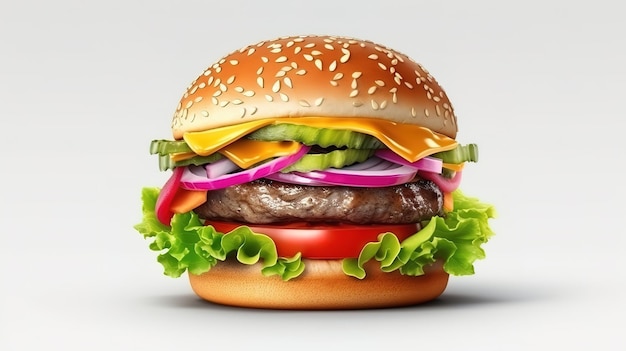 Hamburger vegano isolato Colore brillante AI generativo