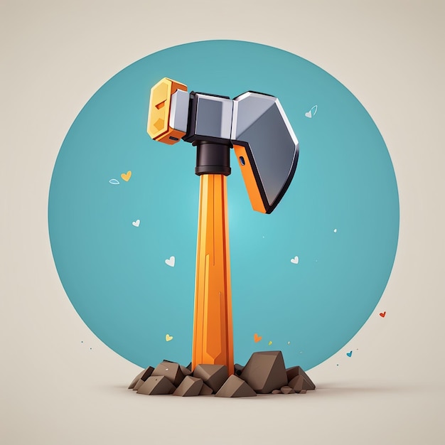 Hammer floating cartoon vector icon illustration tool object icon concept isolated premium vector