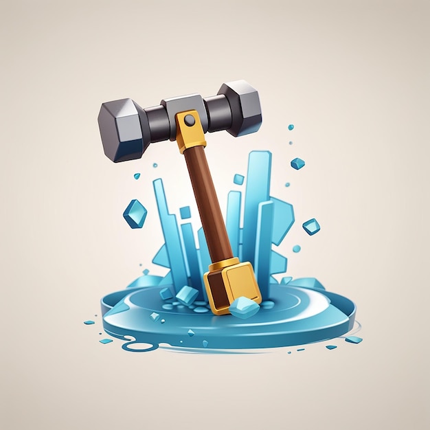 Hammer floating cartoon vector icon illustration tool object icon concept isolated premium vector