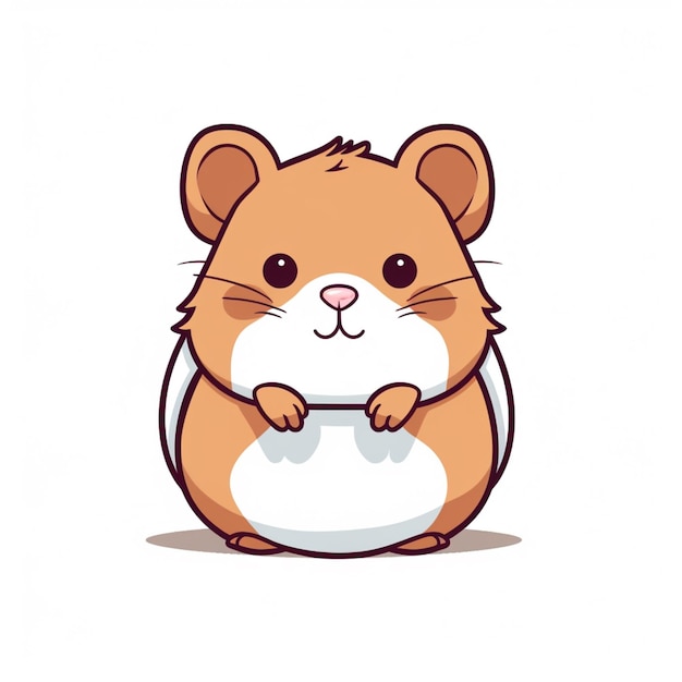Hamster dei cartoni animati con pancia bianca e pancia marrone
