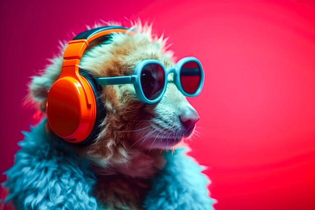 Hamster in cuffie che ascolta musica generativa AI