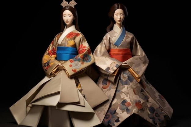 Hanbok jeogori splendidamente piegato e chima creati con intelligenza artificiale generativa