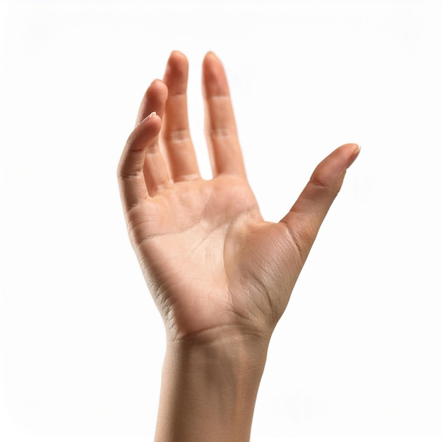 hand empty catch item on white isolated background