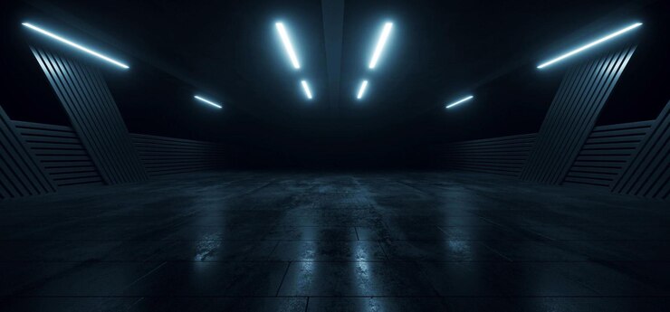Hangar sotterraneo Tunnel Garage Realistico Sfondi Showroom Sci Fi Futuristico Moderno